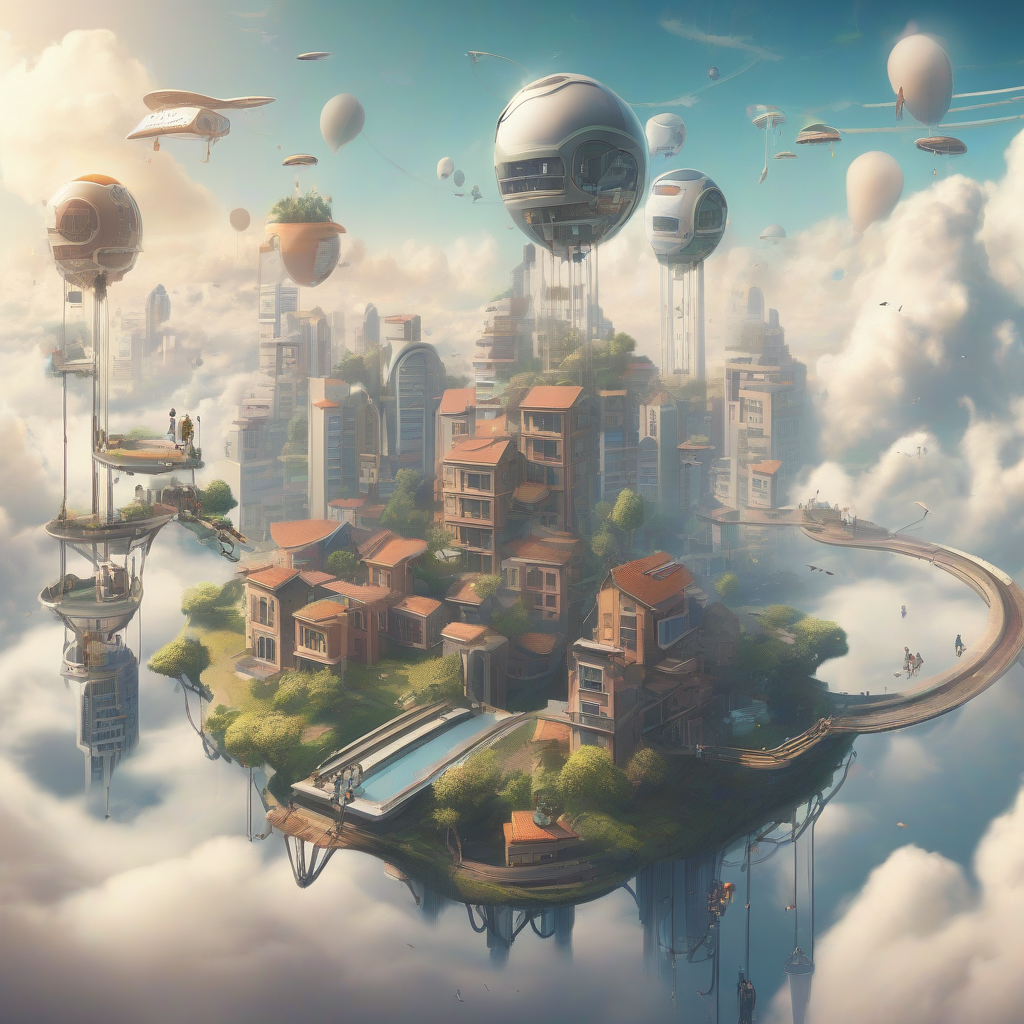 future city school on clouds with swing by Générateur d'images par IA gratuit - Aucune connexion nécessaire✨ | AIGAZOU