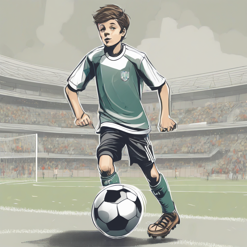 minimal illustration minimal color middle school boy soccer by मुफ्त एआई छवि जनरेटर - बिना लॉगिन के✨ | AIGAZOU