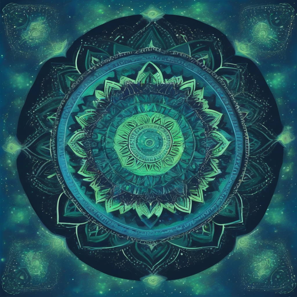 mandala in space blue green tones by मुफ्त एआई छवि जनरेटर - बिना लॉगिन के✨ | AIGAZOU