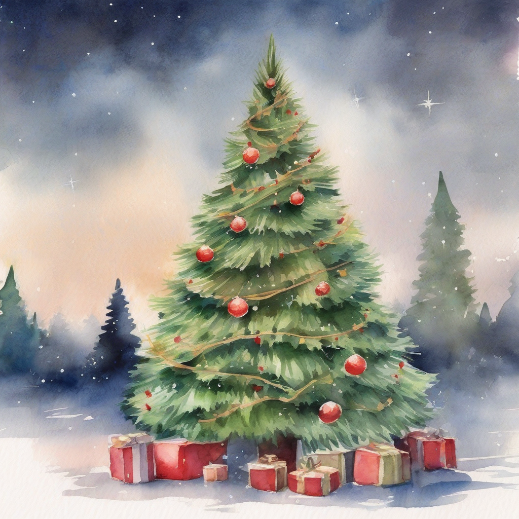 christmas tree watercolor painting by मुफ्त एआई छवि जनरेटर - बिना लॉगिन के✨ | AIGAZOU