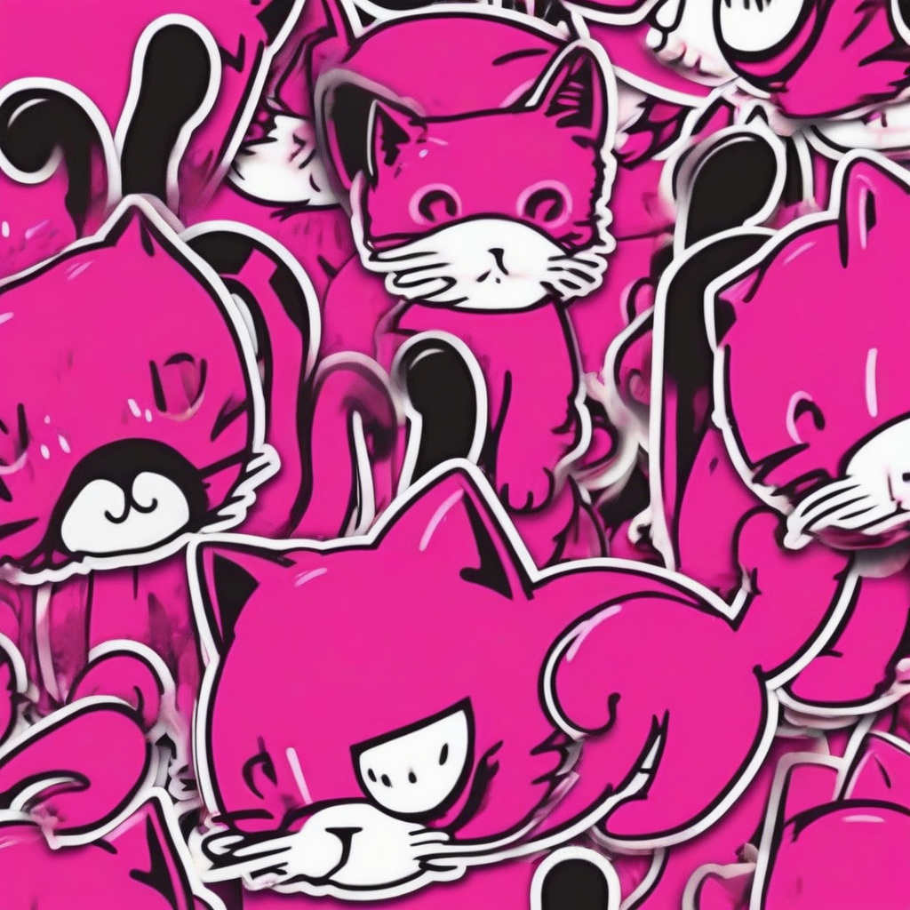 hot pink cat sticker by मुफ्त एआई छवि जनरेटर - बिना लॉगिन के✨ | AIGAZOU