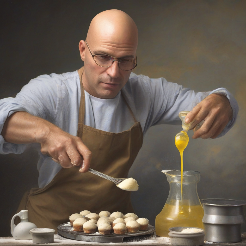 bald man making oil pancakes by मुफ्त एआई छवि जनरेटर - बिना लॉगिन के✨ | AIGAZOU