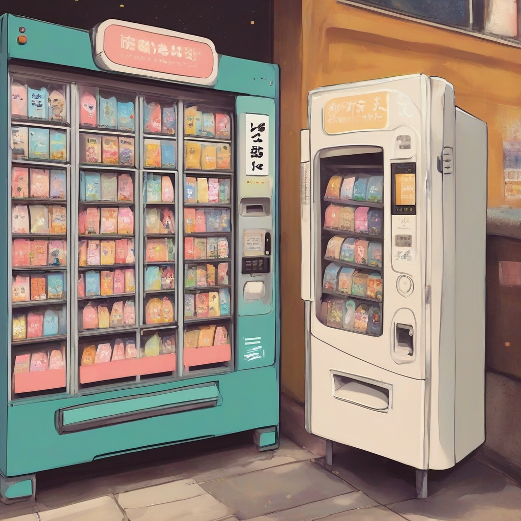 picture book style cute vending machine by मुफ्त एआई छवि जनरेटर - बिना लॉगिन के✨ | AIGAZOU