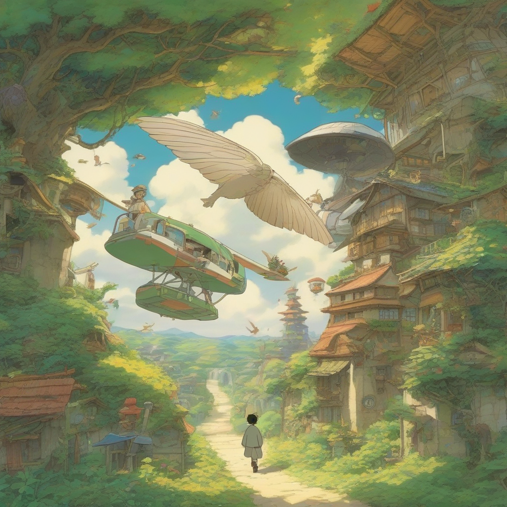 miyazaki s vision of a flying world by मुफ्त एआई छवि जनरेटर - बिना लॉगिन के✨ | AIGAZOU