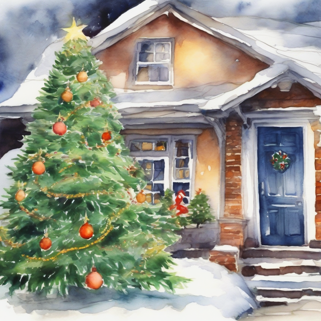 outdoor christmas tree watercolor painting by मुफ्त एआई छवि जनरेटर - बिना लॉगिन के✨ | AIGAZOU