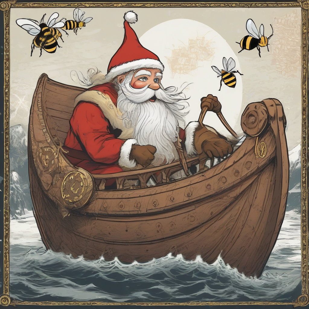 santa and a bee in a viking ship by मुफ्त एआई छवि जनरेटर - बिना लॉगिन के✨ | AIGAZOU