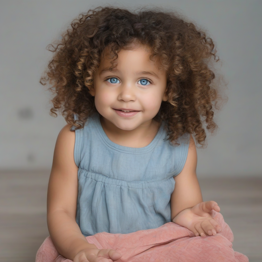 a mixed race girl with blue and brown curly hair by Générateur d'images par IA gratuit - Aucune connexion nécessaire✨ | AIGAZOU