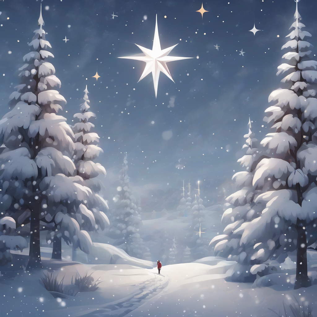 a snowy landscape a big star many small christmas mood splendid by मुफ्त एआई छवि जनरेटर - बिना लॉगिन के✨ | AIGAZOU