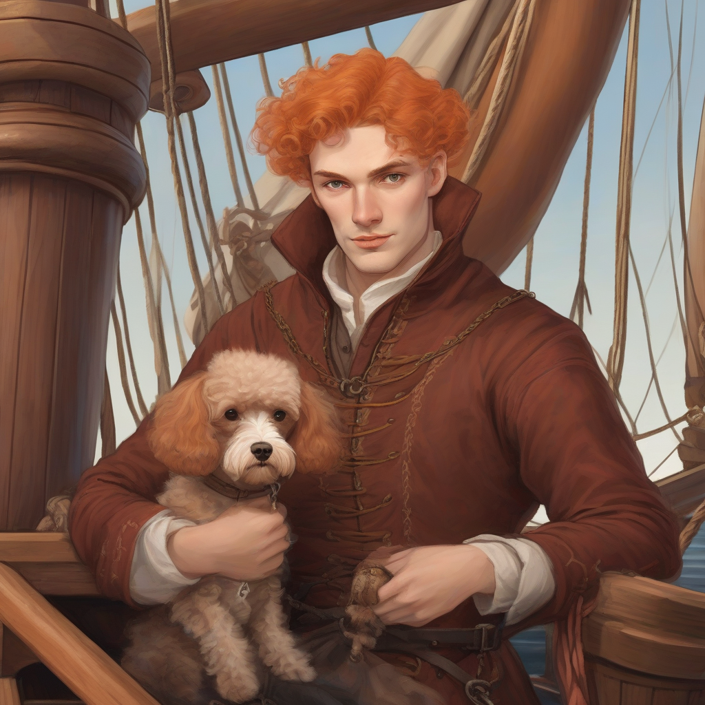 young man in medieval clothing with orange hair and poodle by मुफ्त एआई छवि जनरेटर - बिना लॉगिन के✨ | AIGAZOU