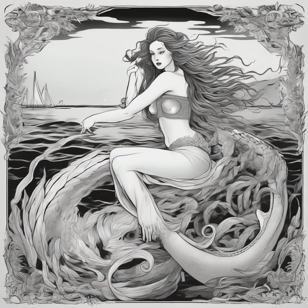 draw a siren in black and white by मुफ्त एआई छवि जनरेटर - बिना लॉगिन के✨ | AIGAZOU