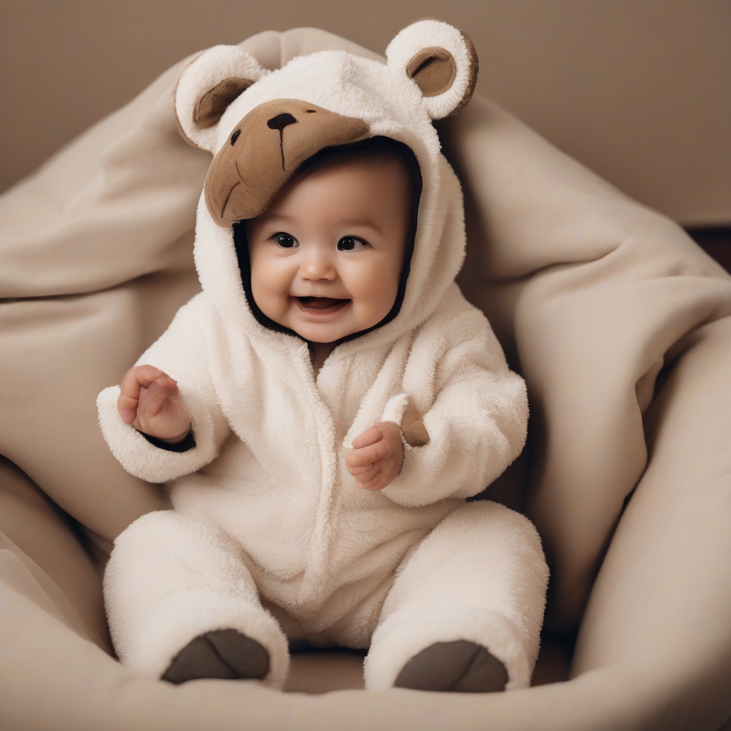 a small baby in a bear costume by 免費AI圖像生成工具 AI製圖 | AIGAZOU