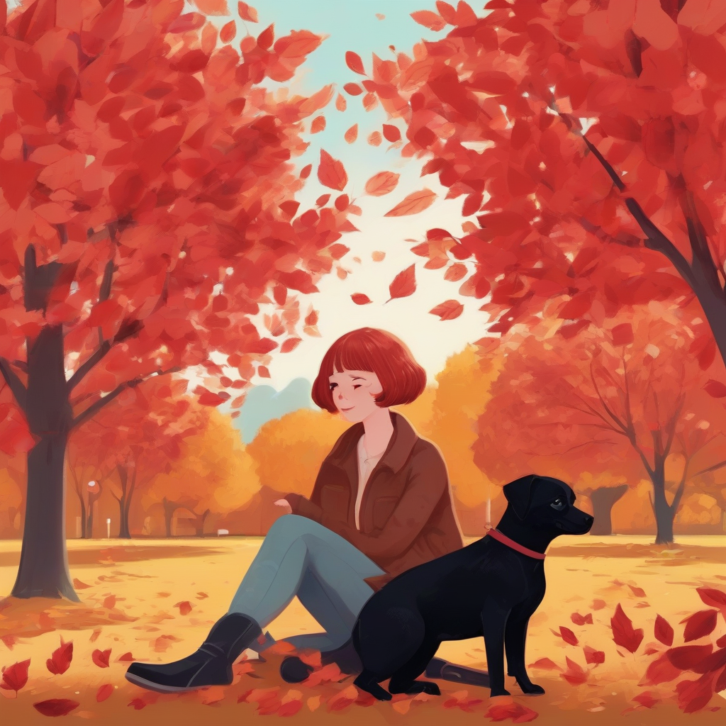 a park with beautiful autumn leaves and a black puppy by मुफ्त एआई छवि जनरेटर - बिना लॉगिन के✨ | AIGAZOU