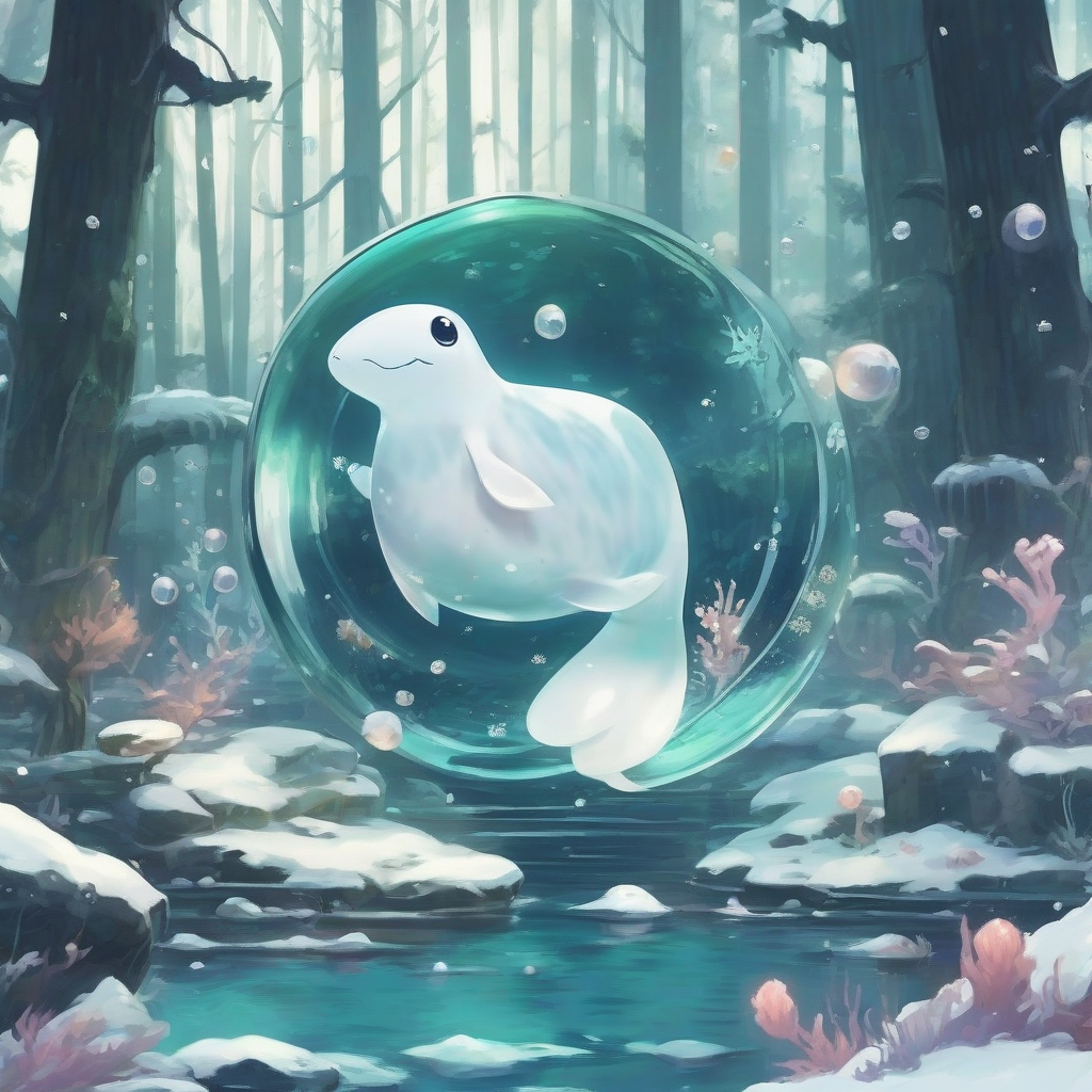 round snow fish slime spirit and forest aquarium by मुफ्त एआई छवि जनरेटर - बिना लॉगिन के✨ | AIGAZOU