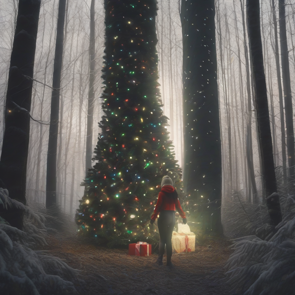 christmas tree in the deep forest by Générateur d'images par IA gratuit - Aucune connexion nécessaire✨ | AIGAZOU