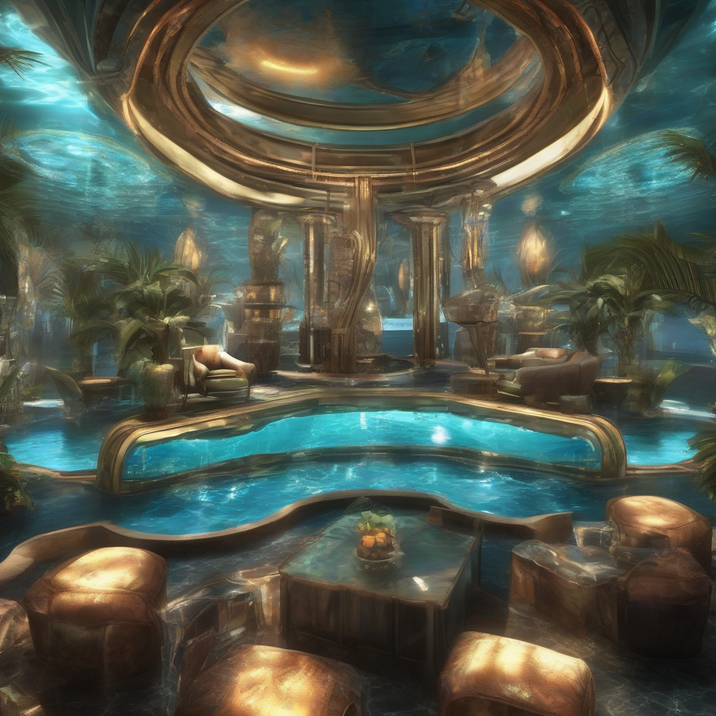 a realistic image of an atlantis world cocktail room by मुफ्त एआई छवि जनरेटर - बिना लॉगिन के✨ | AIGAZOU