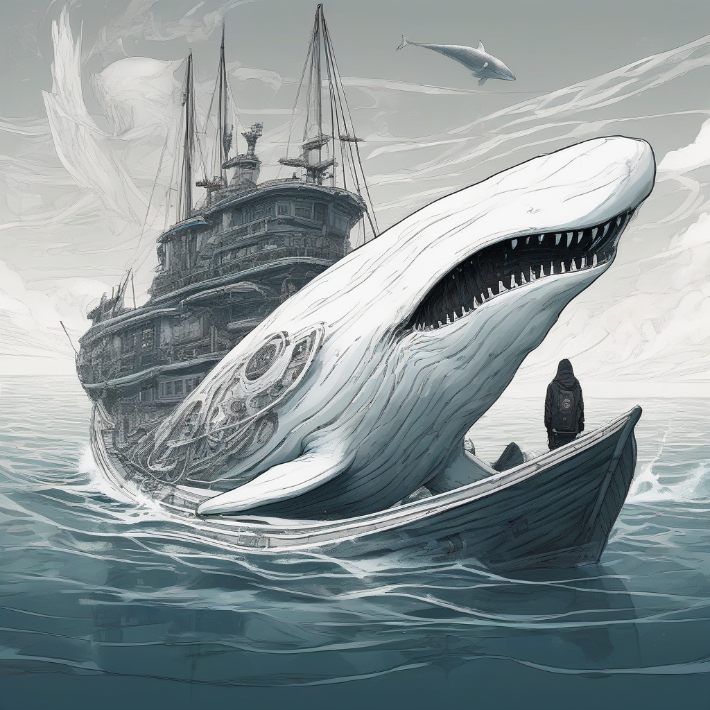 white ghost on a boat with a whale in cyberpunk style by मुफ्त एआई छवि जनरेटर - बिना लॉगिन के✨ | AIGAZOU