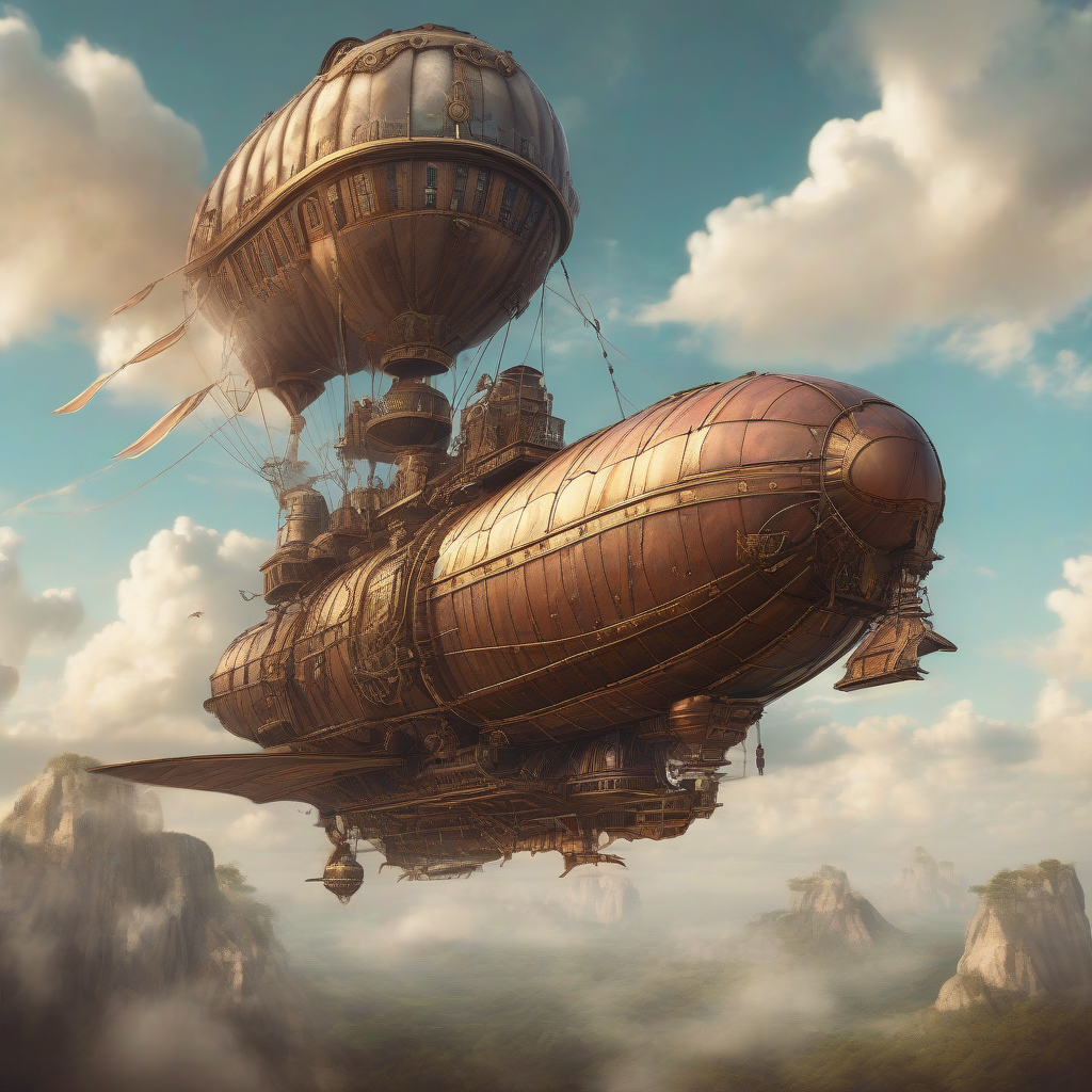 a huge steampunk airship flies in the wild sky by मुफ्त एआई छवि जनरेटर - बिना लॉगिन के✨ | AIGAZOU