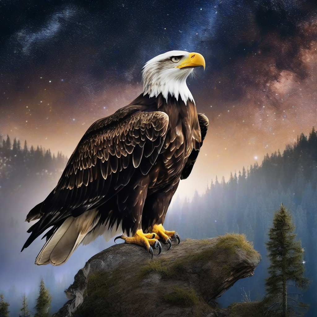 a stunned bald eagle in the milky way galaxy by मुफ्त एआई छवि जनरेटर - बिना लॉगिन के✨ | AIGAZOU