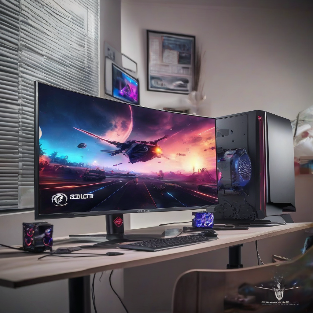 gaming monitor cool and beautiful by मुफ्त एआई छवि जनरेटर - बिना लॉगिन के✨ | AIGAZOU