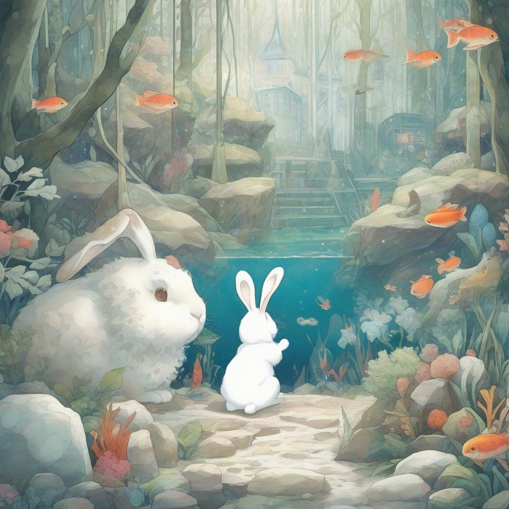 snow rabbit and aquarium in the forest by मुफ्त एआई छवि जनरेटर - बिना लॉगिन के✨ | AIGAZOU