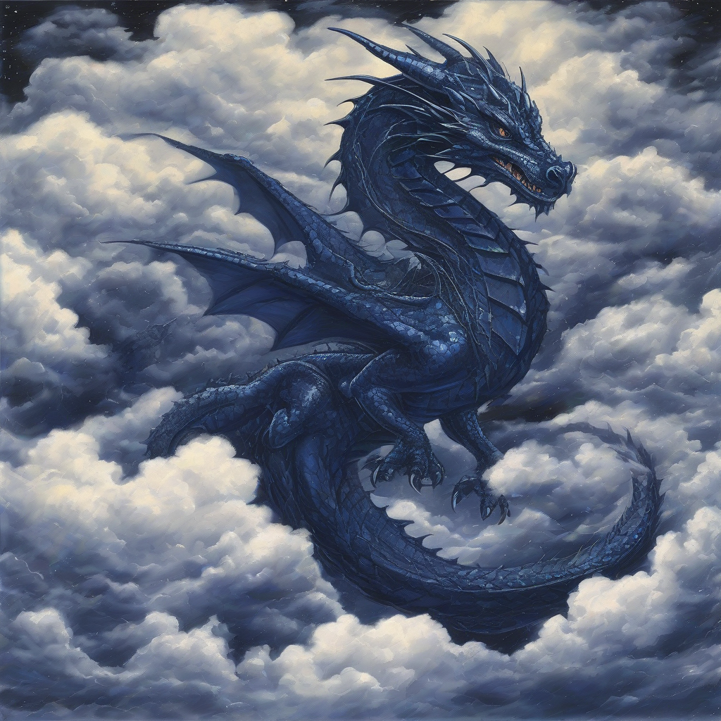 dark blue dragon spitting electricity in sky by मुफ्त एआई छवि जनरेटर - बिना लॉगिन के✨ | AIGAZOU