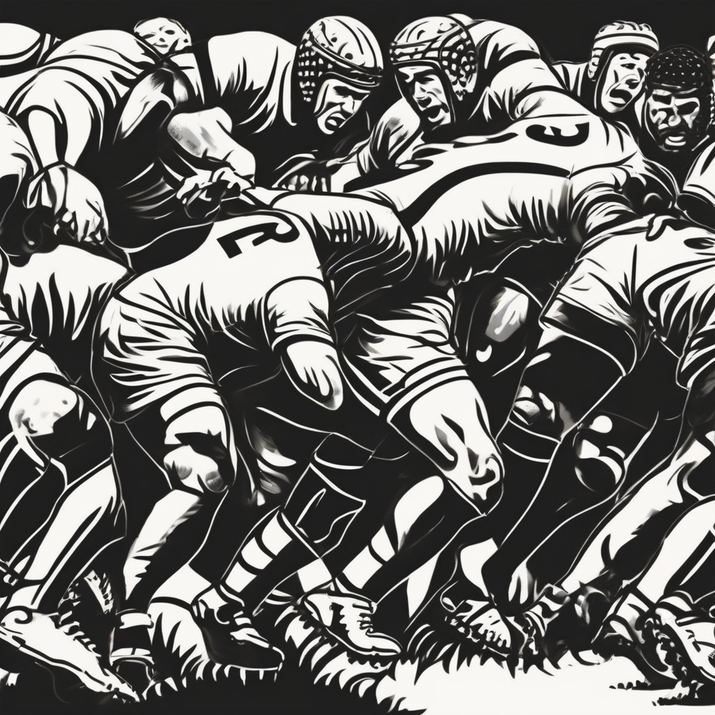 rugby scrum illustration by मुफ्त एआई छवि जनरेटर - बिना लॉगिन के✨ | AIGAZOU