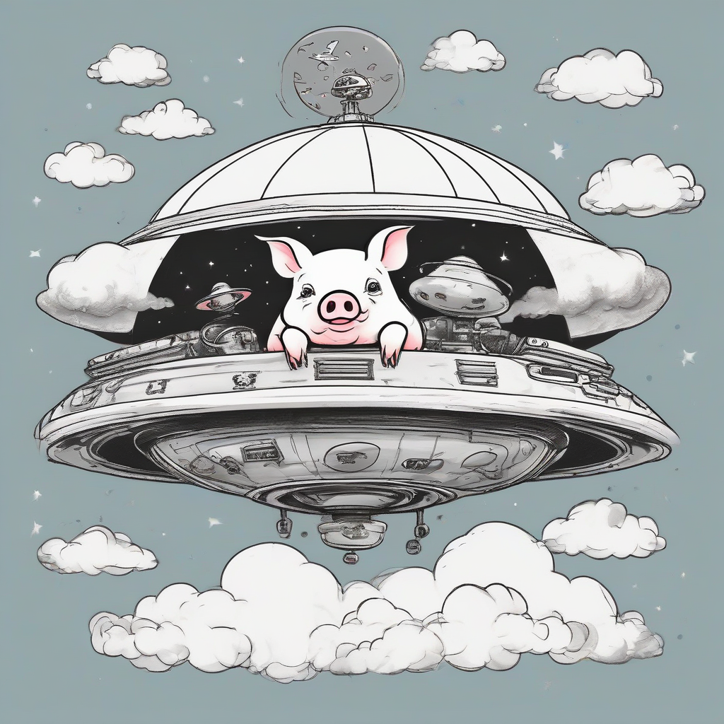 cute pig riding ufo with clouds by मुफ्त एआई छवि जनरेटर - बिना लॉगिन के✨ | AIGAZOU