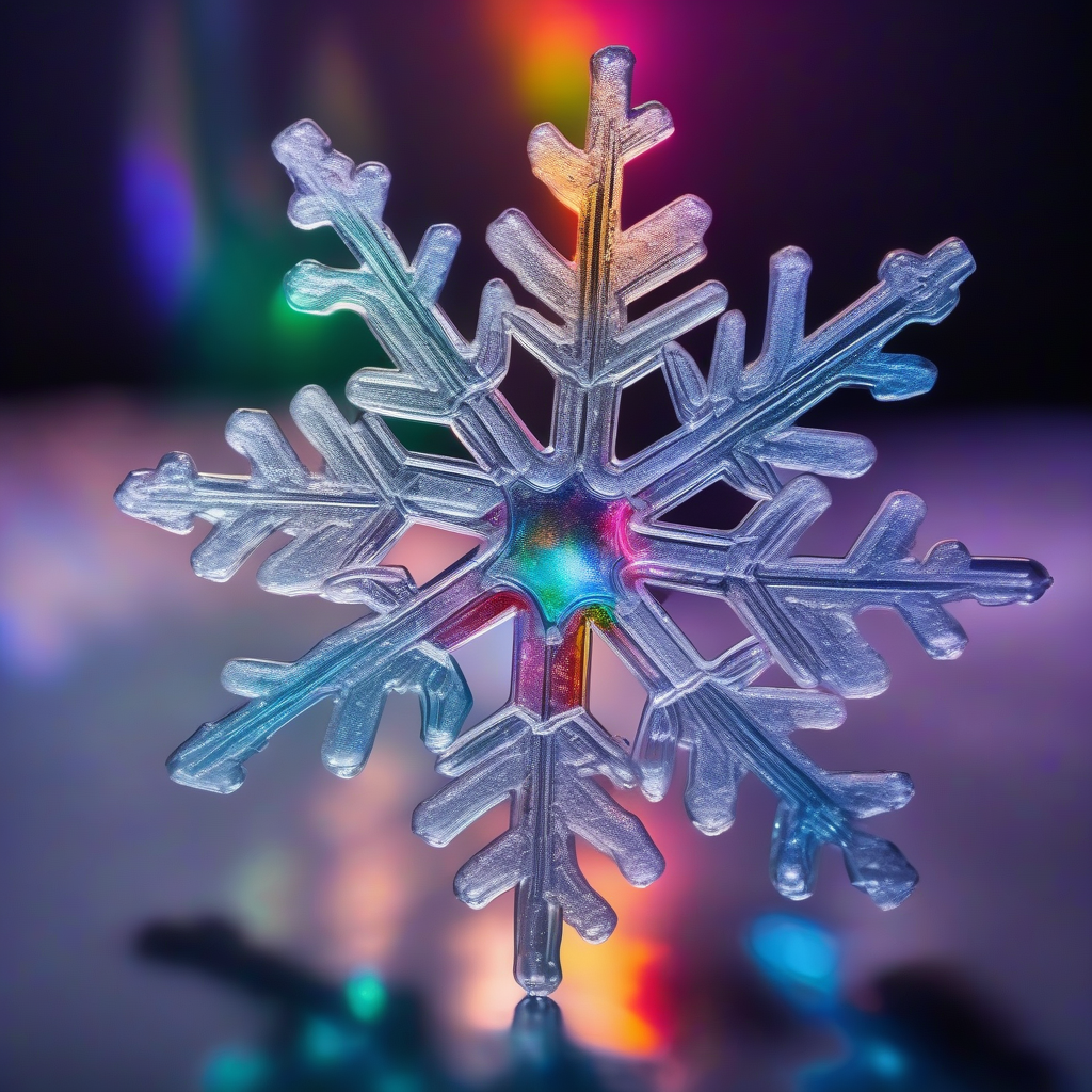 single snowflake floating in air with colored light by मुफ्त एआई छवि जनरेटर - बिना लॉगिन के✨ | AIGAZOU