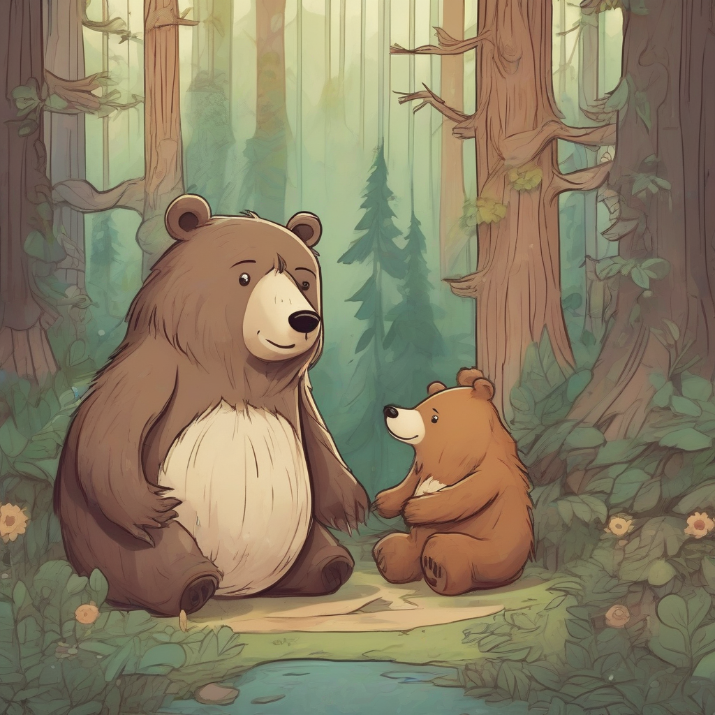 fairy tale style parent and child bears living together in a forest setting by मुफ्त एआई छवि जनरेटर - बिना लॉगिन के✨ | AIGAZOU