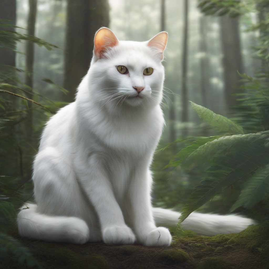 a white wild cat sits in the forest by Générateur d'images par IA gratuit - Aucune connexion nécessaire✨ | AIGAZOU