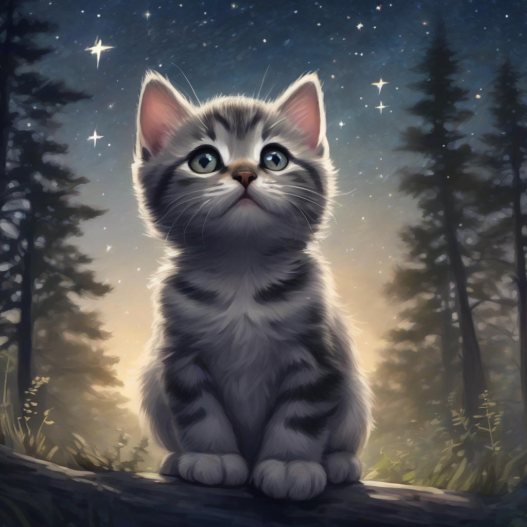 a lost kitten gazing at the night sky by मुफ्त एआई छवि जनरेटर - बिना लॉगिन के✨ | AIGAZOU