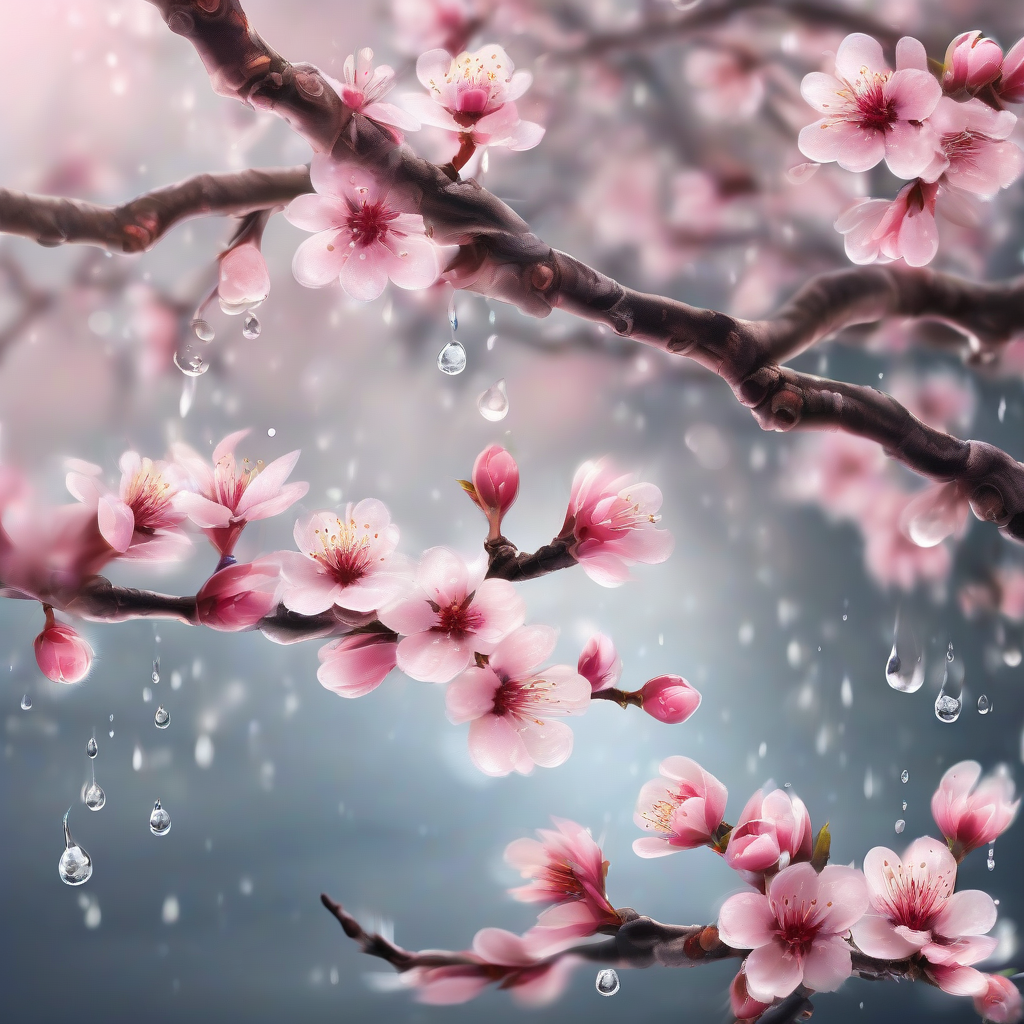 peach blossom spring water drop tree transparency by मुफ्त एआई छवि जनरेटर - बिना लॉगिन के✨ | AIGAZOU