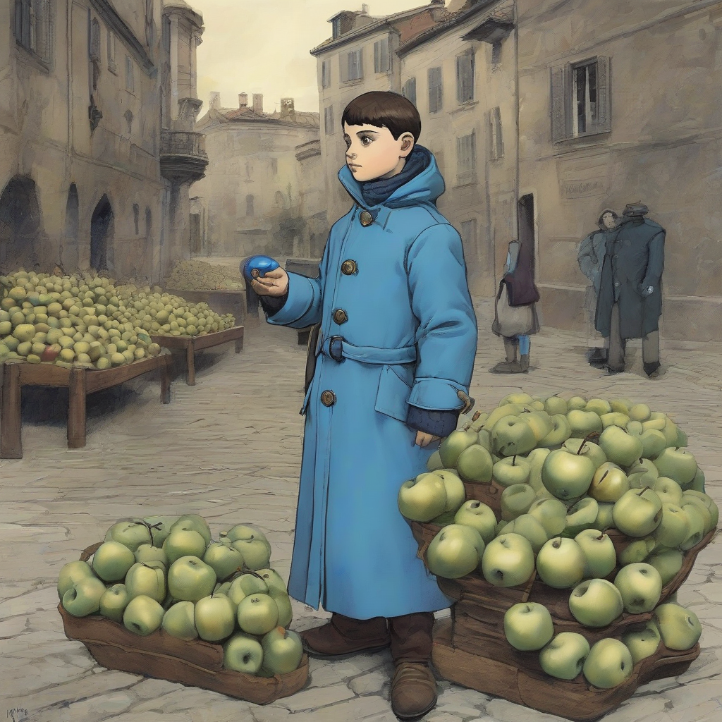 giovanni in a coat thought how much he wanted money blue apples already exist by मुफ्त एआई छवि जनरेटर - बिना लॉगिन के✨ | AIGAZOU