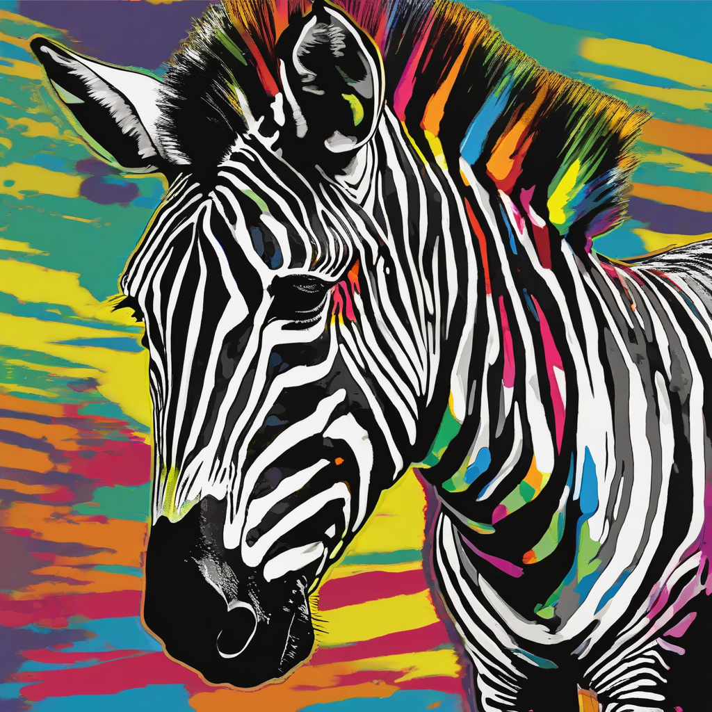 zebra popart 4 farbig by मुफ्त एआई छवि जनरेटर - बिना लॉगिन के✨ | AIGAZOU