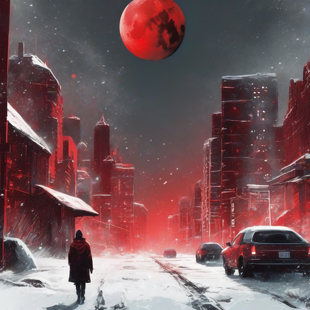 apocalyptic horror with red moon and snow by मुफ्त एआई छवि जनरेटर - बिना लॉगिन के✨ | AIGAZOU