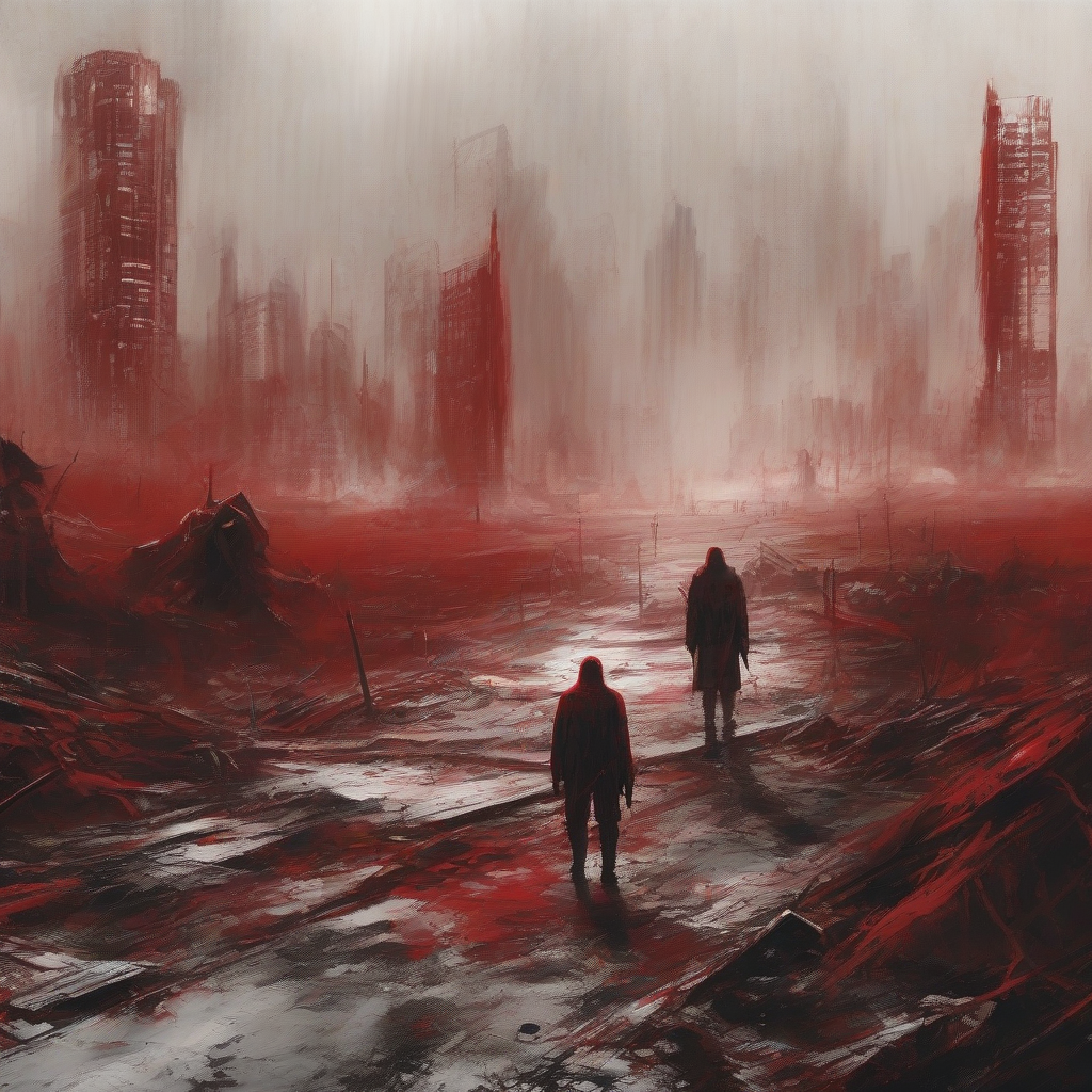 apocalyptic scenes in red and white by मुफ्त एआई छवि जनरेटर - बिना लॉगिन के✨ | AIGAZOU