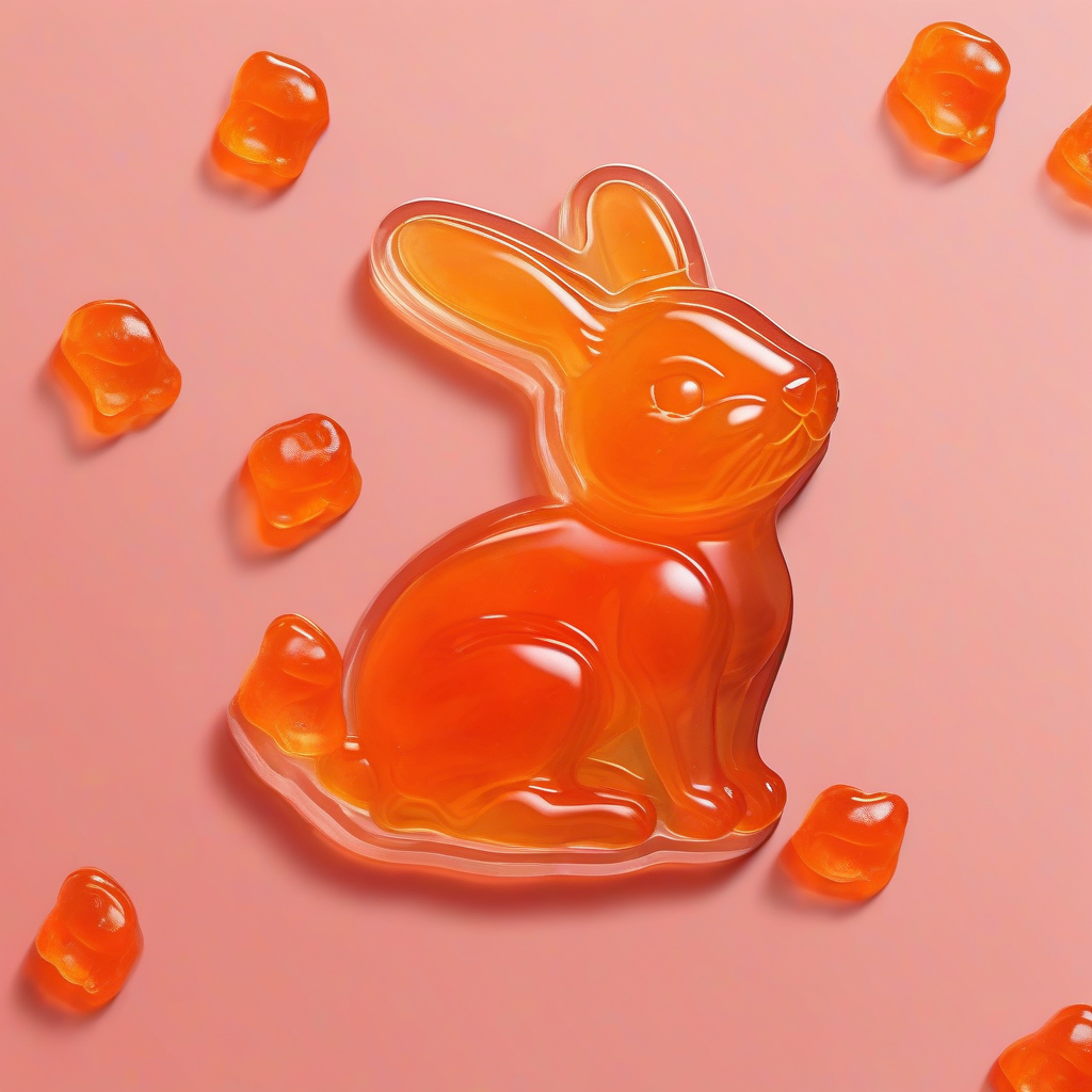 transparent orange gummy in the shape of a cute rabbit by मुफ्त एआई छवि जनरेटर - बिना लॉगिन के✨ | AIGAZOU