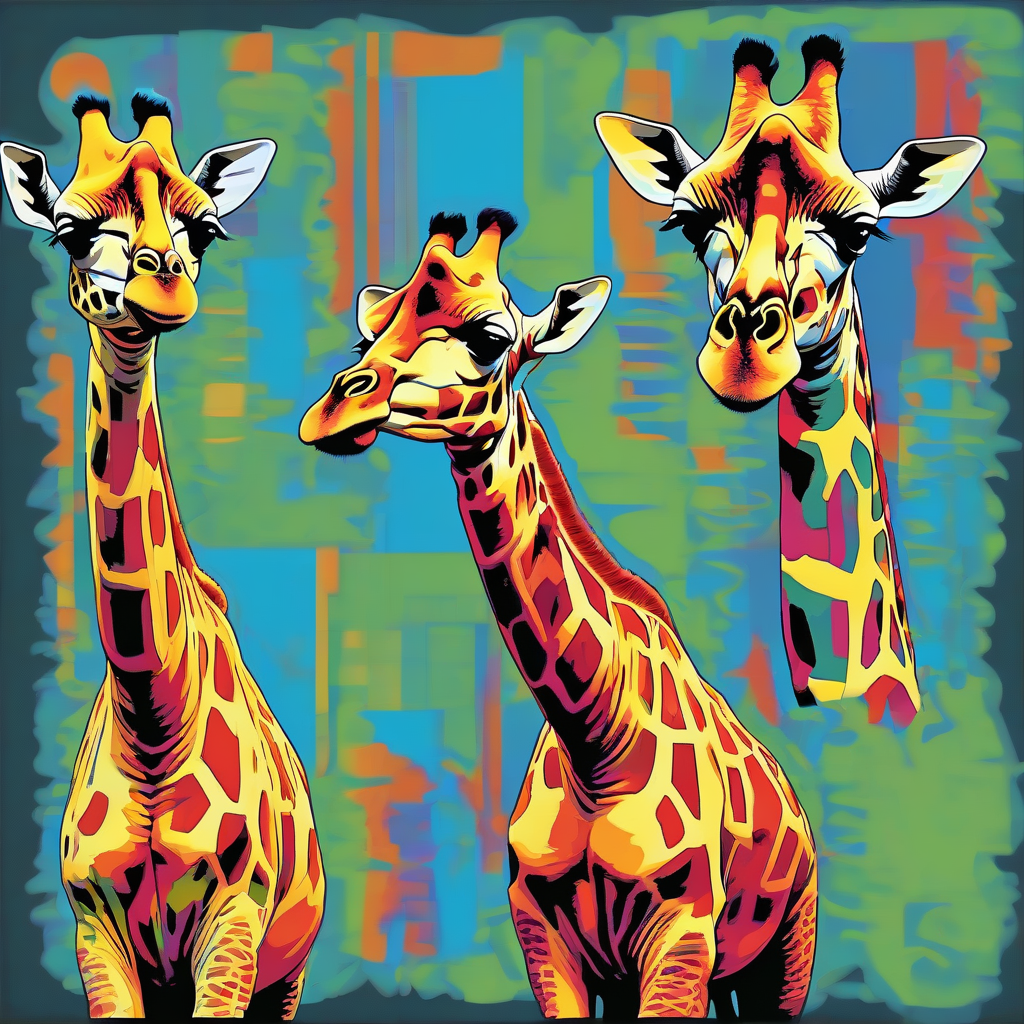 two giraffes pop art in motion by Générateur d'images par IA gratuit - Aucune connexion nécessaire✨ | AIGAZOU