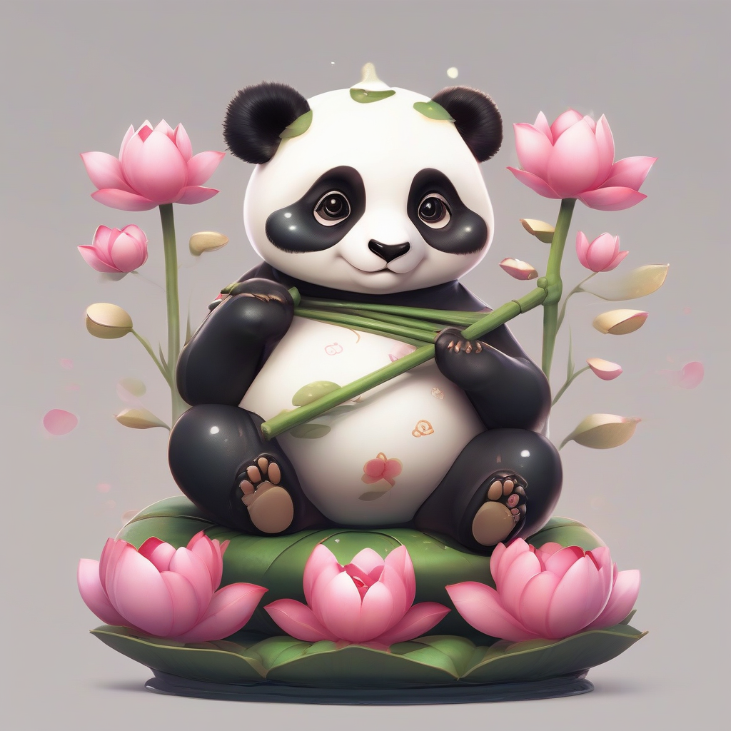 super cute panda sitting on lucky lotus by मुफ्त एआई छवि जनरेटर - बिना लॉगिन के✨ | AIGAZOU