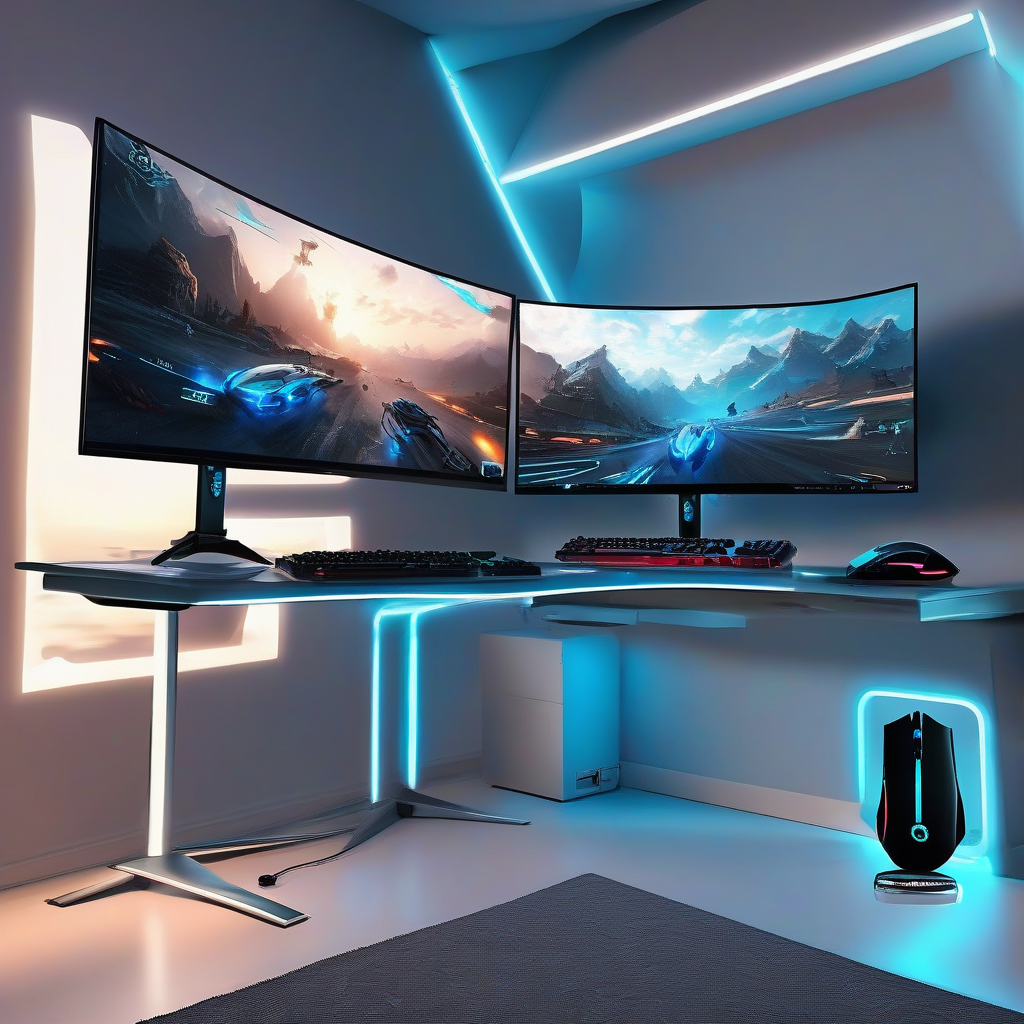 gaming monitor mouse keyboard desktop pc room by मुफ्त एआई छवि जनरेटर - बिना लॉगिन के✨ | AIGAZOU