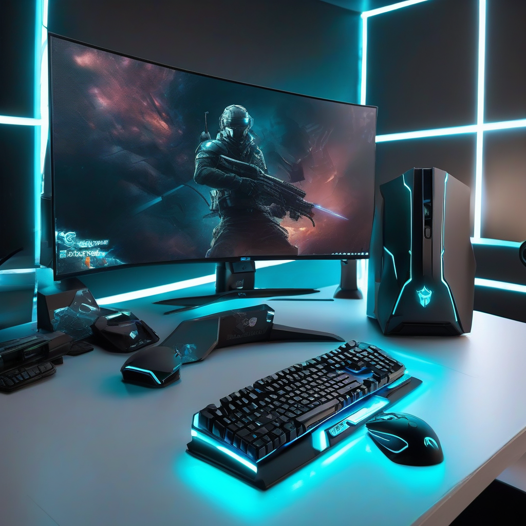 gaming monitor mouse keyboard desktop pc room by Générateur d'images par IA gratuit - Aucune connexion nécessaire✨ | AIGAZOU