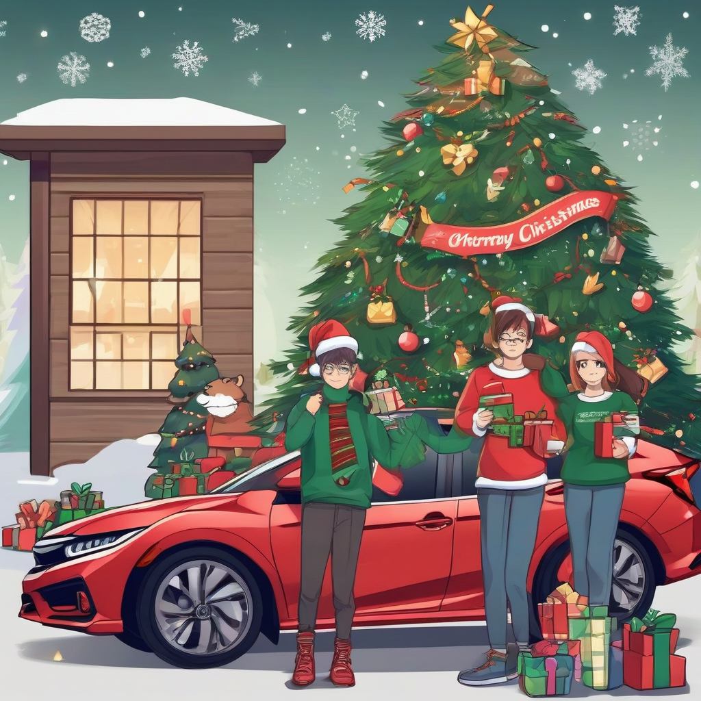 create a christmas image with a honda civic by मुफ्त एआई छवि जनरेटर - बिना लॉगिन के✨ | AIGAZOU