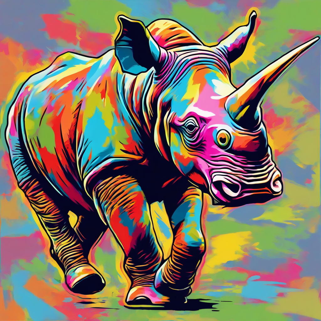 nashorn pop art 4 farbig in bewegung by मुफ्त एआई छवि जनरेटर - बिना लॉगिन के✨ | AIGAZOU