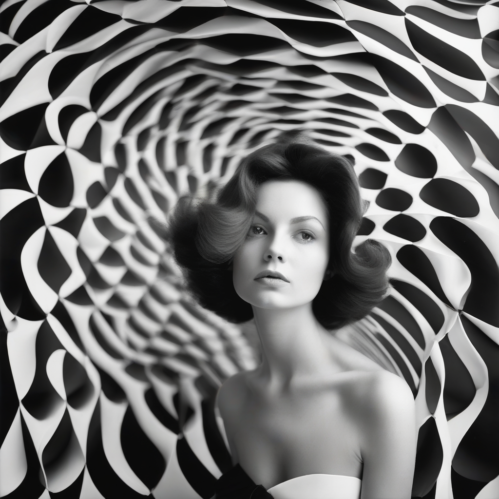 beautiful young woman mode verner panton design black white by मुफ्त एआई छवि जनरेटर - बिना लॉगिन के✨ | AIGAZOU