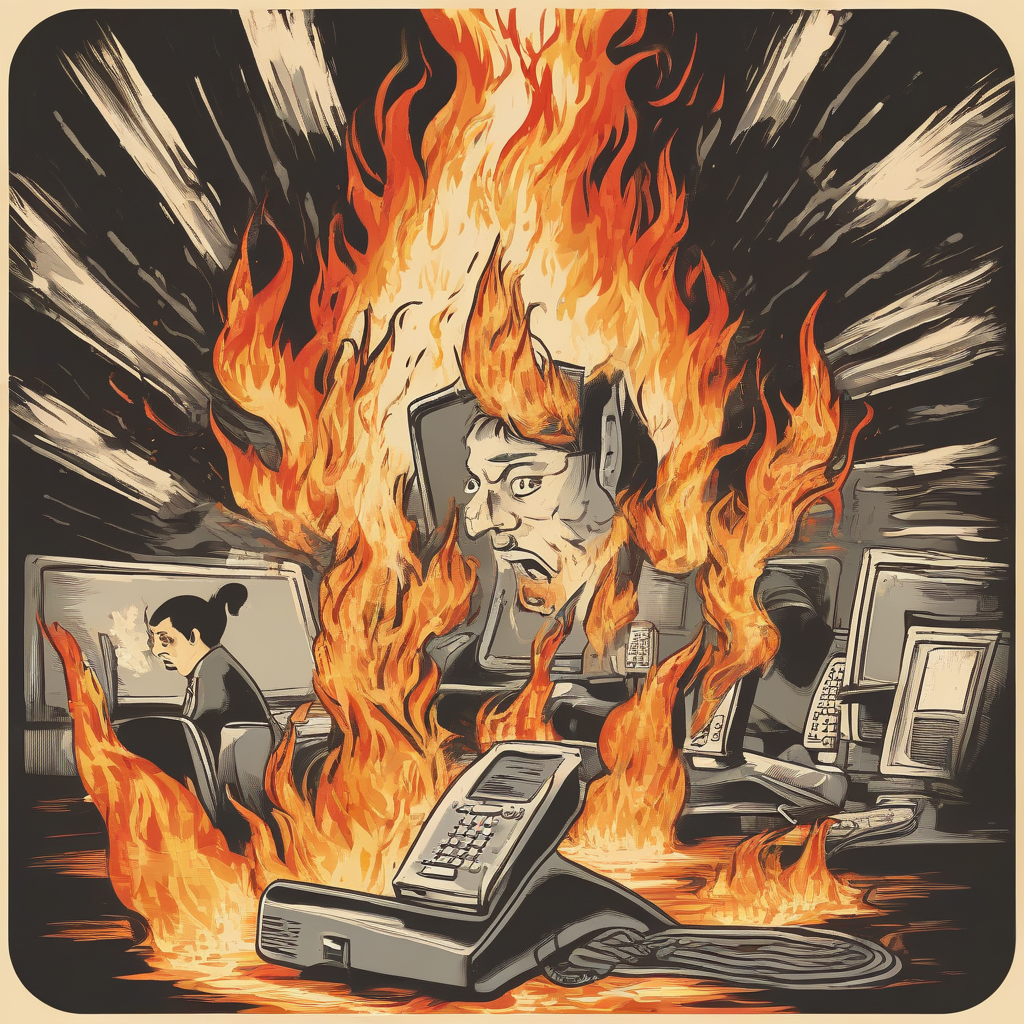 voip support hell picture employees flames by मुफ्त एआई छवि जनरेटर - बिना लॉगिन के✨ | AIGAZOU