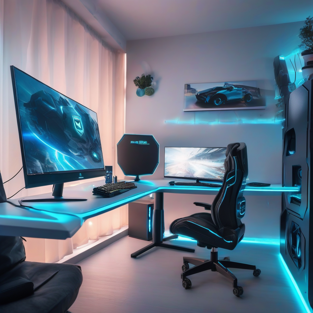 gaming monitor mouse keyboard desktop pc room by मुफ्त एआई छवि जनरेटर - बिना लॉगिन के✨ | AIGAZOU