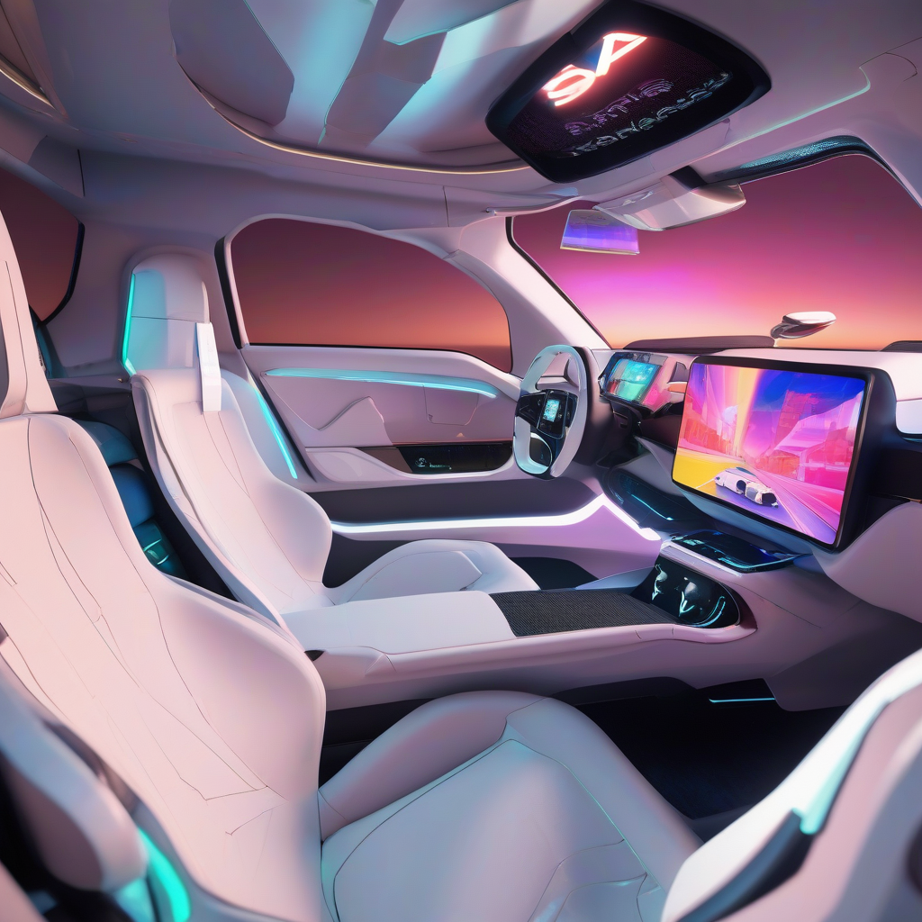 future car interior with tv ps5 by मुफ्त एआई छवि जनरेटर - बिना लॉगिन के✨ | AIGAZOU