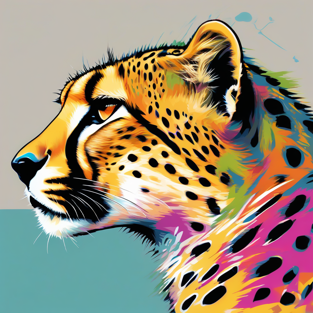 gepard pop art 4 farbig in bewegung by Générateur d'images par IA gratuit - Aucune connexion nécessaire✨ | AIGAZOU