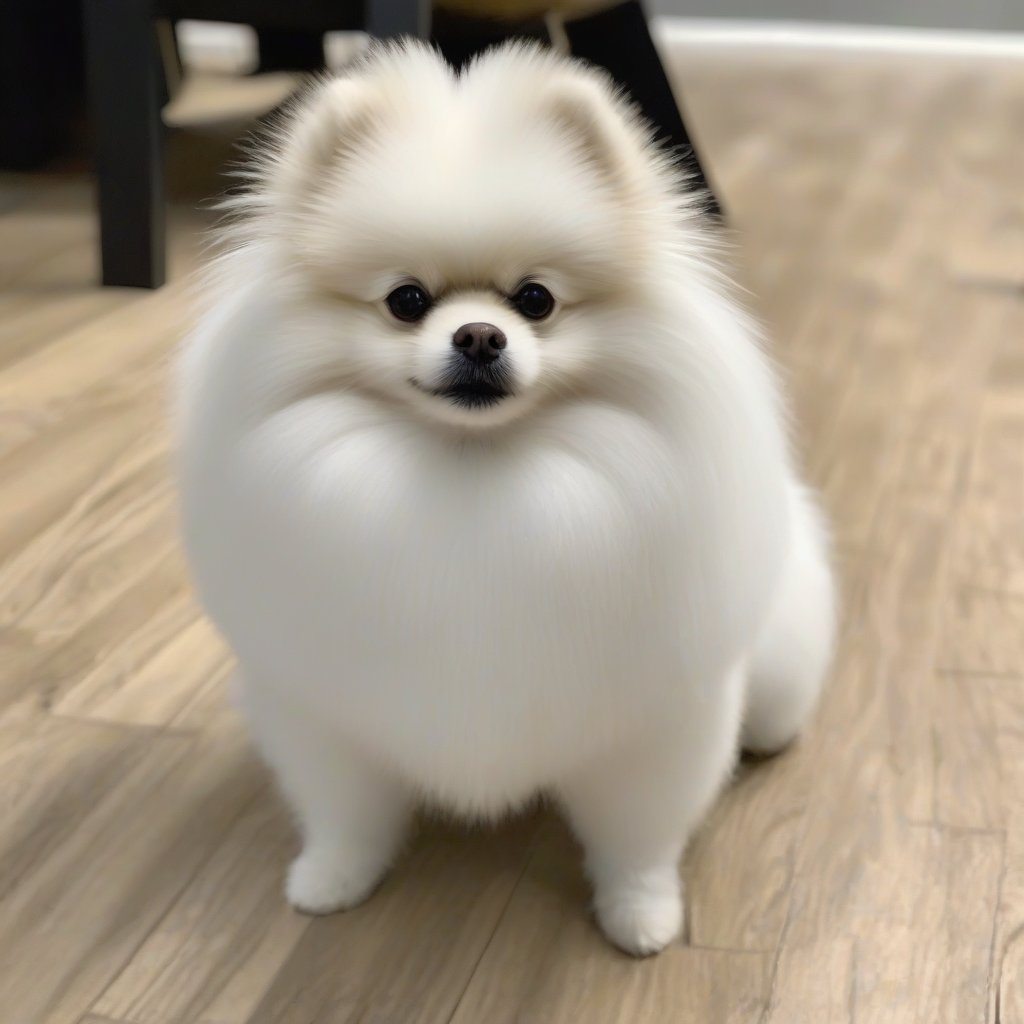 a pomeranian resembling a white fluffy ball by मुफ्त एआई छवि जनरेटर - बिना लॉगिन के✨ | AIGAZOU