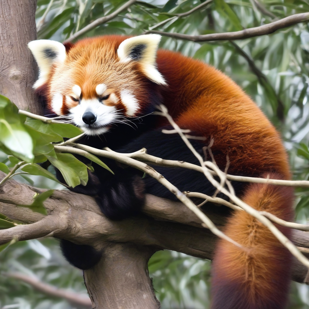 a red panda sleeping by मुफ्त एआई छवि जनरेटर - बिना लॉगिन के✨ | AIGAZOU